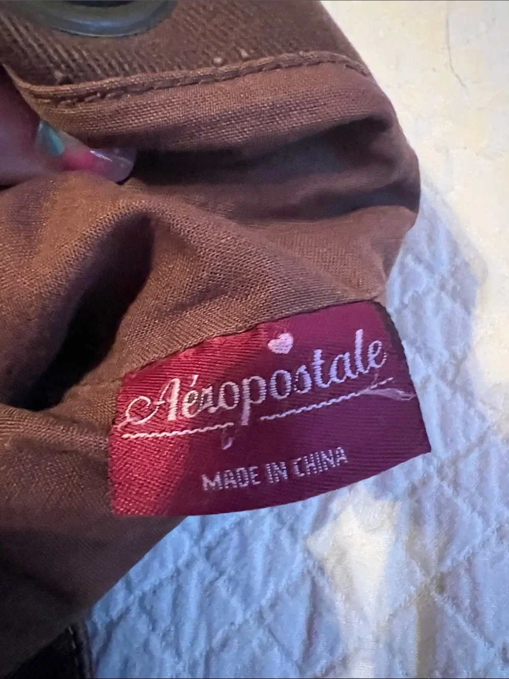Aeropostale Chocolate Brown Canvas Messenger Tote with Front Pockets